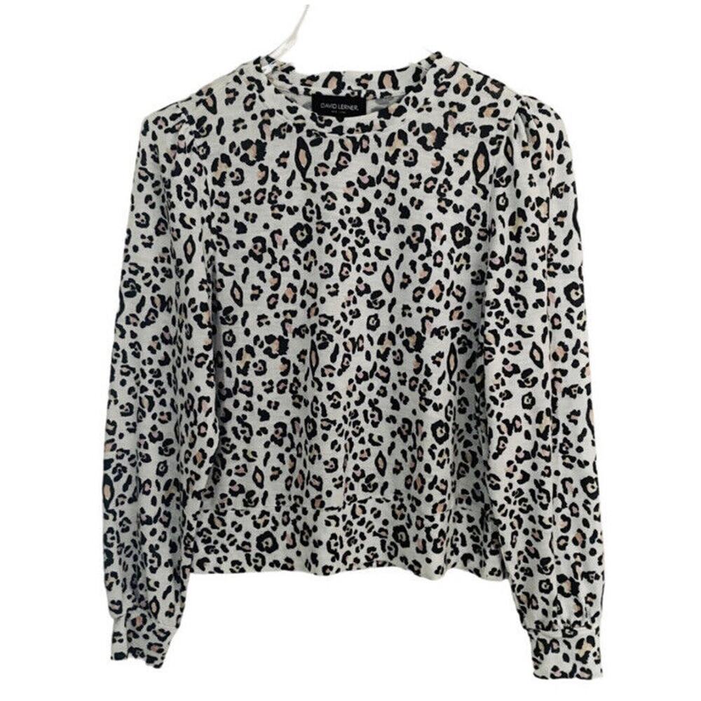 David Lerner Women Size XS Veronica Top Puff Sleeve Painted Leopard Print